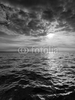 Beautiful seascape evening sea horizon and sky.