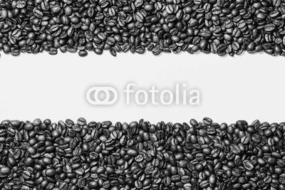 Coffee beans frame isolated on white background top view