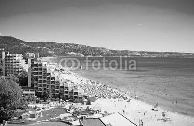 Panoramic view of Golden Sands beach in Bulgaria.
