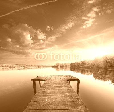 Pier on a calm river