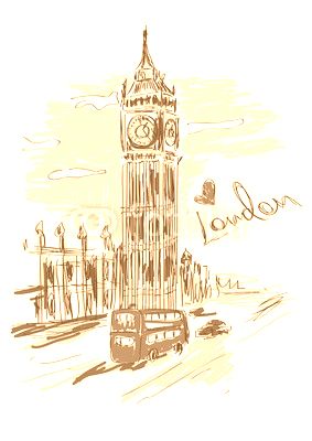 Sketch illustration of Big Ben tower