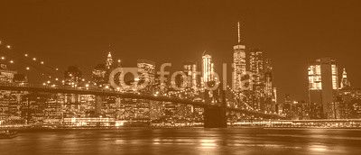 Brooklyn Bridge and New York City at night