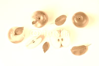 whole and cut apples