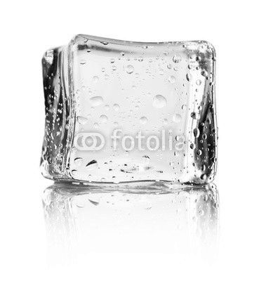Cube of blue ice isolated on a white background