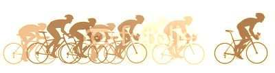 Bike racers, colorful