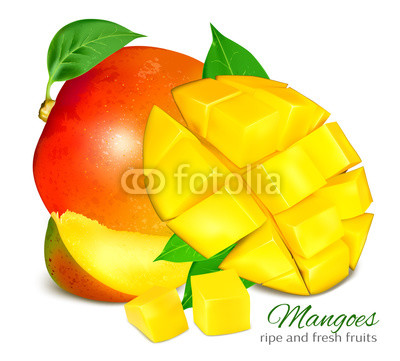 Ripe whole grapefruit with leaves. 