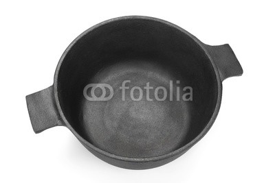 New Empty Classic Cast Iron Dutch Oven Or Pot Isolated