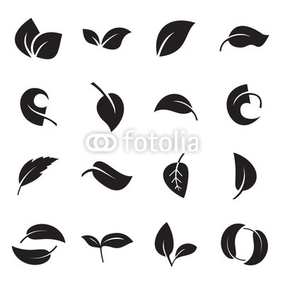 Icons of leaves. Vector illustration