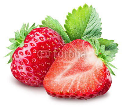 Strawberries on the white background.