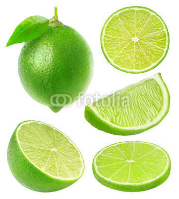 Collection of isolated lime slices