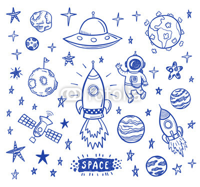 Vector doodle spase set