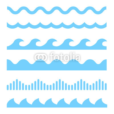 Vector blue wave icons set
