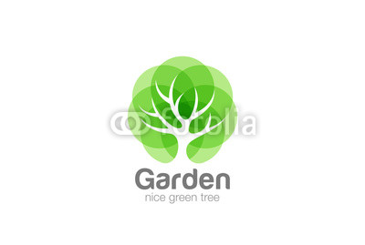 Tree Logo abstract design vector Negative space Eco Green Oak