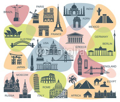Icons world tourist attractions