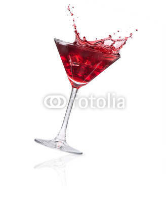 red cocktail splash isolated