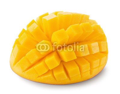 mango cube slices isolated on the white background