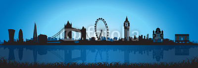 London Skyline Silhouette at night