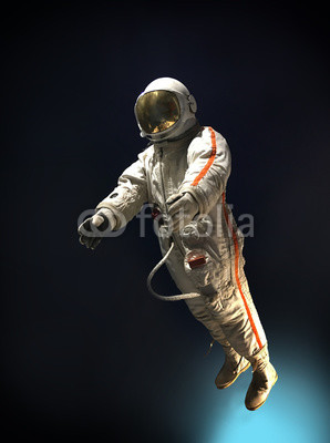 Astronaut in outer space, on a background of blue, infinite spac
