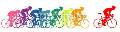 Bike racers, colorful