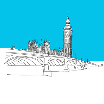 Westminster Palast mit Big Ben, Skizze