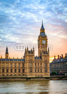 Big Ben and Westminster bridge in London, Uk.