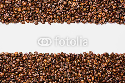 Coffee beans frame isolated on white background top view