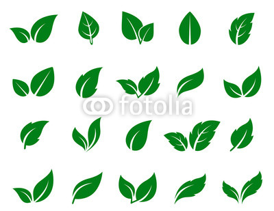 green leaf icons set