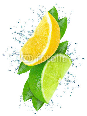 lime and lemon splash isolated