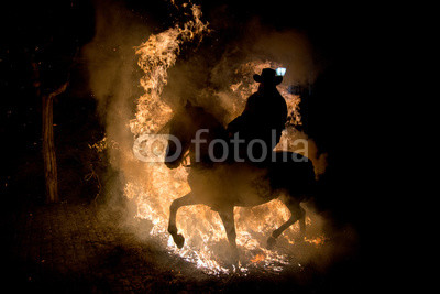 Horse rider through fire