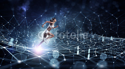 Young woman jogger . Mixed media