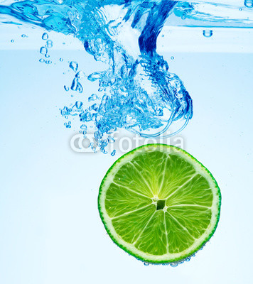 Lime dropped in a water