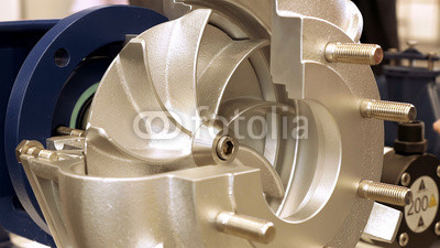 Rotor turbine circular electric pump for water or other liquid. Centrifugal pump for industrial water supply.