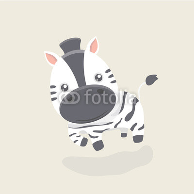 Vector cartoon character of little funny zebra.
