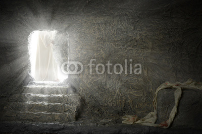 Jesus Leaving Empty Tomb