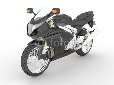 3d illustration sport black motorbike isolated on a white background.