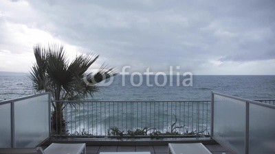 Bad Weather Rough Sea Terrace View in Italy