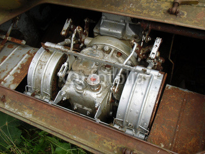 detail motor of an old military tank