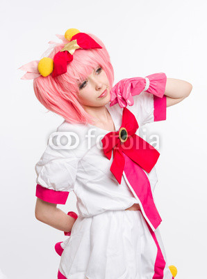 Manga girl on white