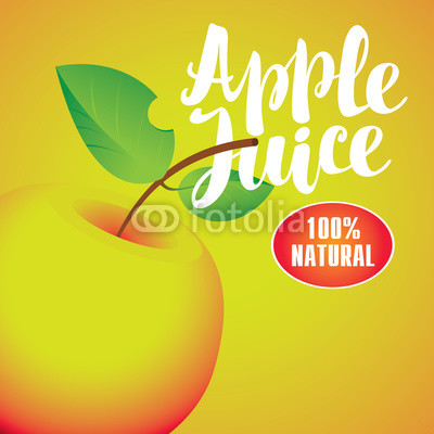 Vector banner with apple and inscription apple juice