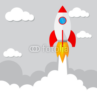 Rocket launch. Vector illustration.