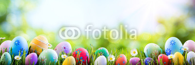 Easter - Colorful Decorated Eggs On Field
