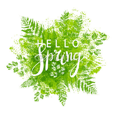 Spring background with green leaves