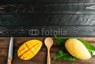 mango desserts  on wood top view