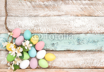 Easter eggs and flowers decoration