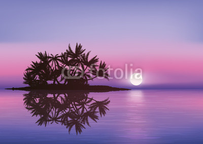 île déserte - île - coucher de soleil - Maldives - vacances - soleil couchant - 