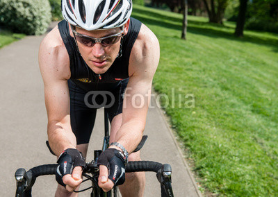 Male Cyclist Bike Rider on Hill