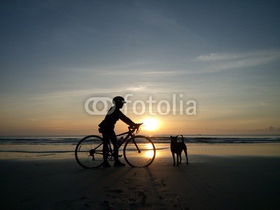 Cycling to a seaside in the Gulf of Thailand.