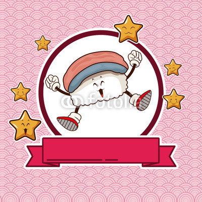 kawaii sushi chinese food card banner vector illustration