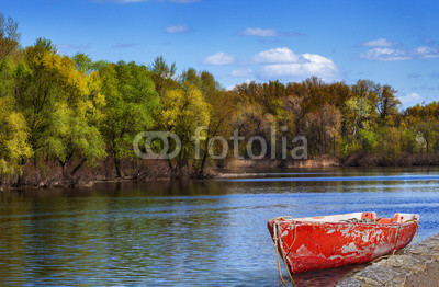 Old red boat