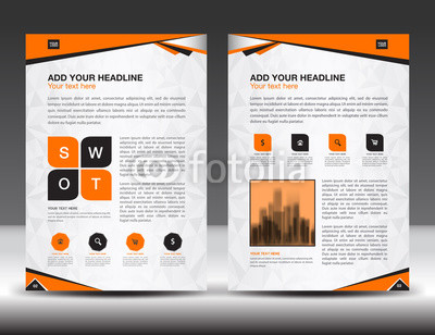 Business brochure flyer template, Orange cover design, annual report, newsletter, ads